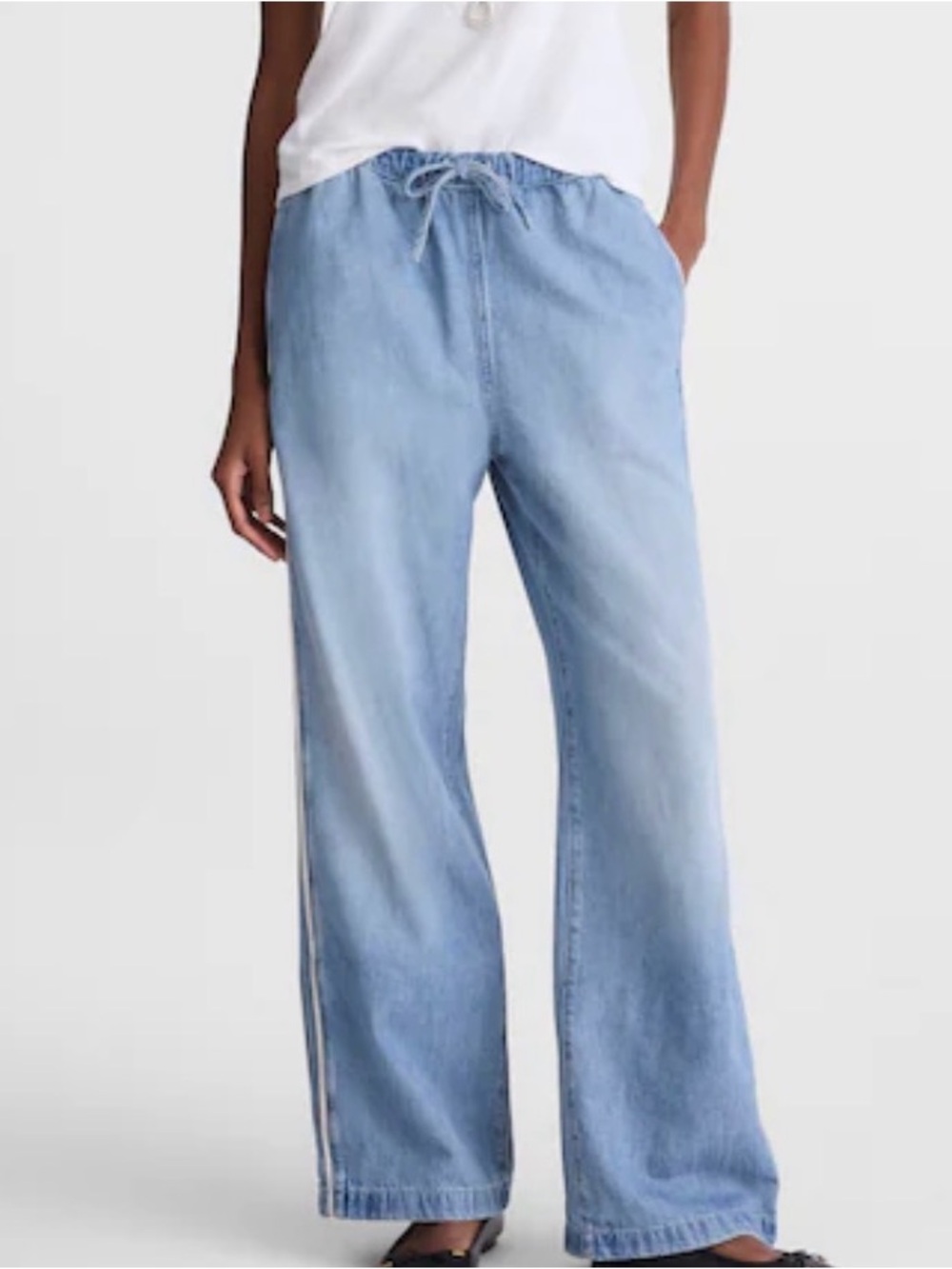 Madewell Pull-On Track Pant Wide-Leg Drawstring Jeans